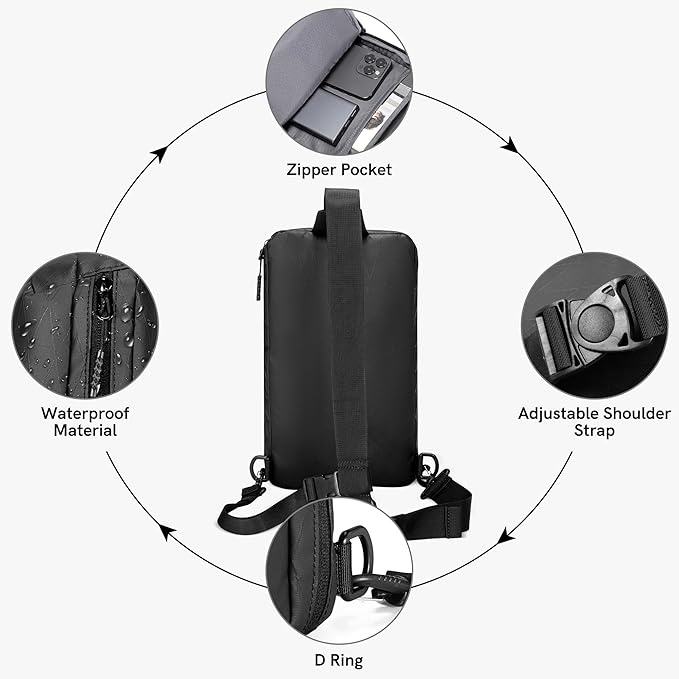 Kingsons Small Sling Bag,Trendy Crossbody Bag Lightweight Waterproof Sling Backpack Shoulder Bag for Men and Women