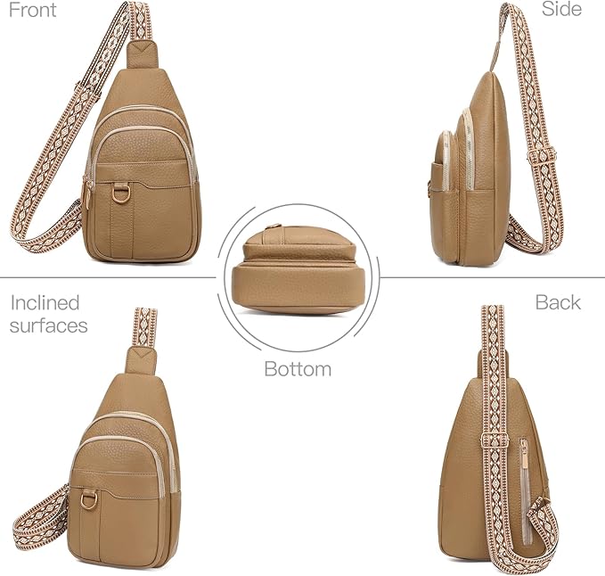 GAEKEAO Sling Bag for Women Crossbody Bags Fanny Pack Vegan Leather Chest Bag Travel Shoulder Belt Purse Backpack Gifts