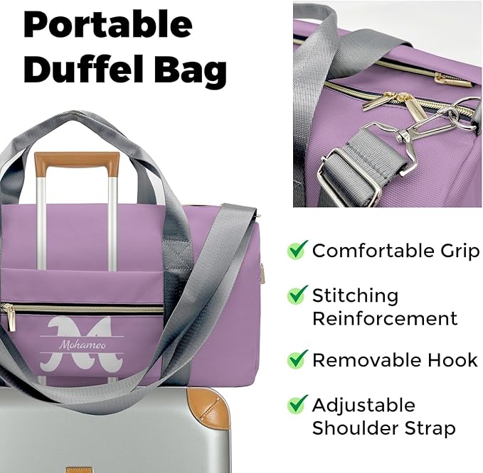 Personalized Tactical Gym Bag For Men，Custom Travel Duffel Bag with Name，Sports Workout Travel Bag with Shoes Compartment-Purple letters