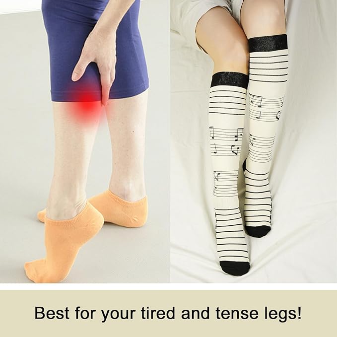 Junely Compression Socks for Women Knee High Socks for Running Nurses Pregnant Women Work Support Travel Flight Sports
