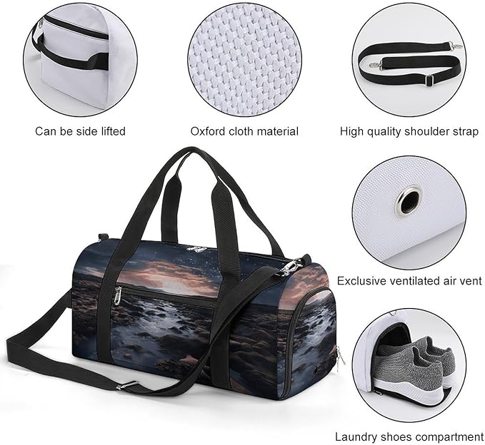 Subtle Atmosphere Gym Bag Lightweight ，Travel Duffle Bag with Shoe Compartment，Gym Bag for Women for Overnight, Weekend, Yoga, Gym, Business Trips, Sport And Hospital.