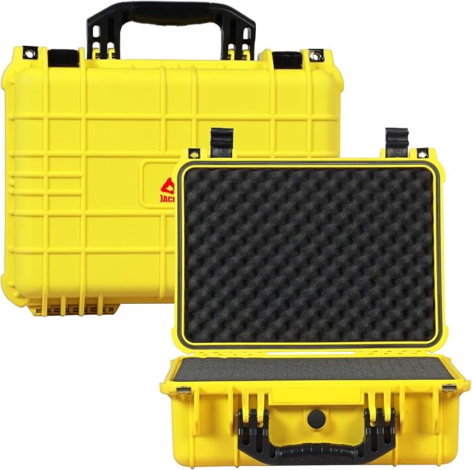 16x 12.8x 6.8 Inch Hard Case, Portable Weather Waterproof Protective Camera Case with Customizable Foam, Fit Use of Drones, Camera, Equipments, Yellow