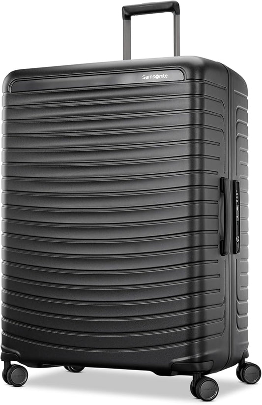 Samsonite Framelock Max Hardside Luggage with Spinner Wheels, Lightweight zipper-less (Asphalt Black, Large Spinner)