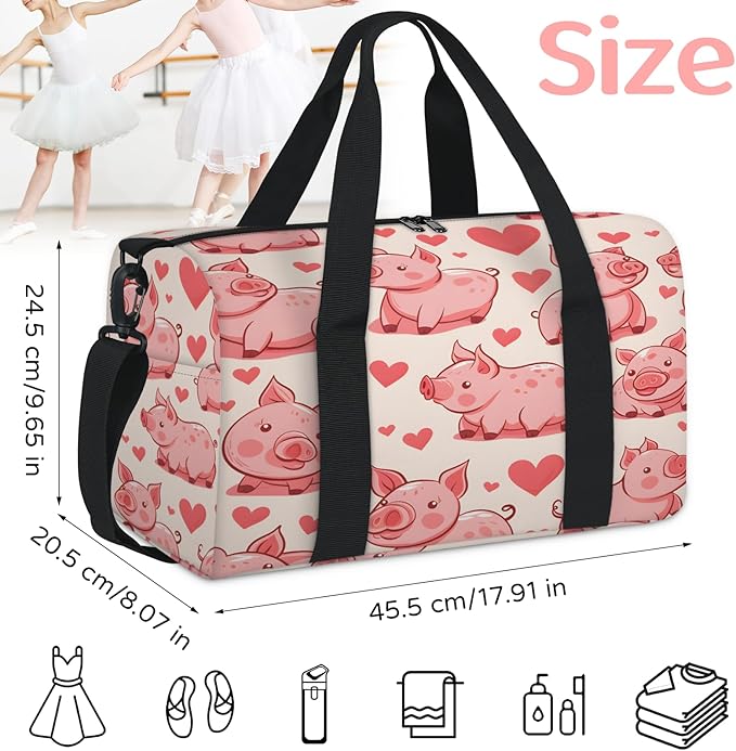 Pink Pigs Travel Duffle Bag for Women Men, Overnight Weekender Bag, Carry on Tote for Sport Gym