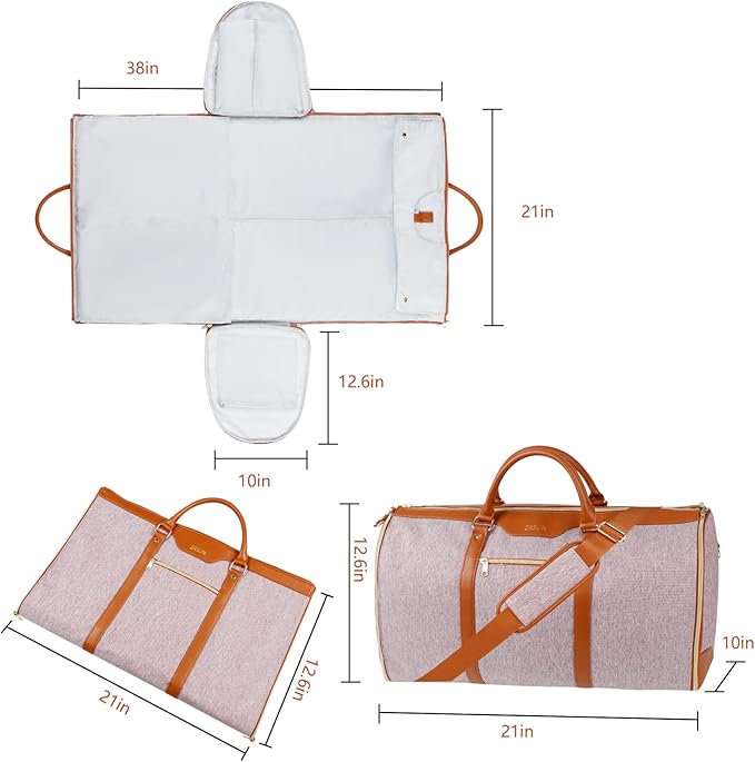 Convertible Garment Bag with Shoulder Strap, Carry on Garment Duffel Bag for Men Women,Waterproof & Wrinkle-Free Suit Carrier for Business Trips & Weekend Getaways, Foldable & Lightweight
