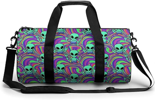 Weekender Carry on Beach Yoga Overnight Luggage Bag Gym Sports Travel Workout Bag Overnight Bags (Cool Alien Tie Dye)