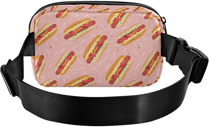 Funny Hot Dog Fanny Pack for Women Men Water Resistant Fashion Waist Packs with Adjustable Strap Belt Bag for Travel Workout Jogging Hiking 21220324