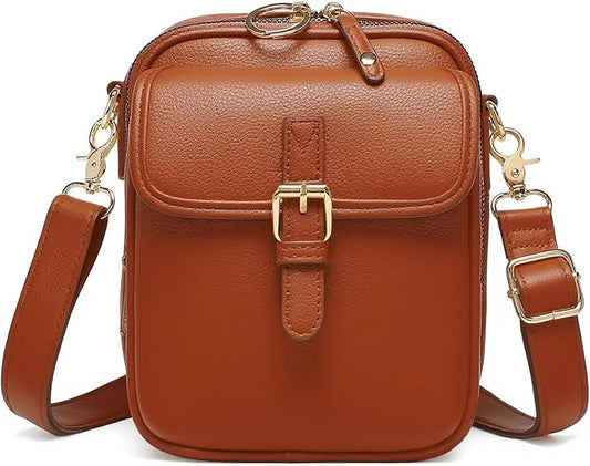 Vintage Messenger Bag Leather Crossbody Bags for Women Men Small Anti Theft Cross Body Shoulder Purse with Card Slots