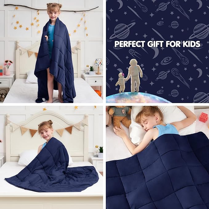 yescool Navy Weighted Blanket 3 Pounds Cooling Weighted Lap Blanket, Heavy Blanket for Sleeping, Weighted Throw Blanket Gifts for 20-40lbs, 36"x48"