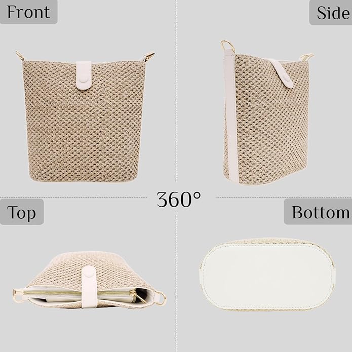 Womens Straw Bucket Bag Summer Beach Woven Purse For Women Straw Crossbody Bags For Travel Rattan Handbag 2026