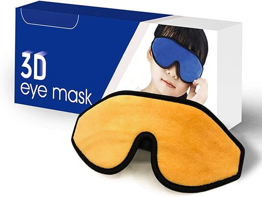 3D Sleep Mask for Kids, Light Block Sleeping Blindfold Memory Foam Contoured Eye Mask for Sleep, Adjustable Strap Eye Cover and Travel Sleep Mask for Boys Girls, Orange