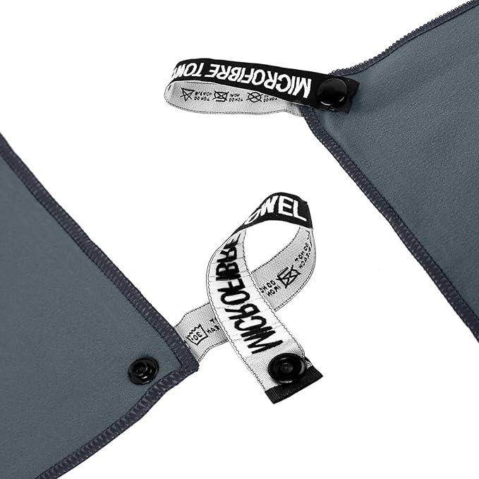 Microfiber Travel Towel, Soft Lightweight Quick Dry Towel, Super Absorbent Compact Travel & Sports & Beach Towels for Camping, Backpack, Gym, Swimming, Yoga, Hiking (L:24"×48" -Black Gray)