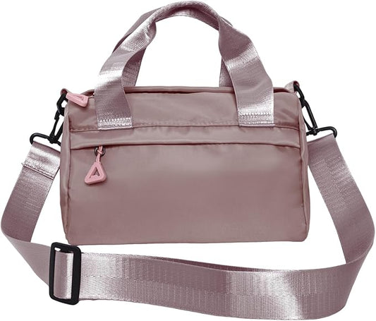 Mini Gym Bag Sport Bag Adjustable Small Duffle Bag Detachable Strap Gym Tote for Women Men Portable Fitness Shoulder Bag for Sports Travel (Pink)