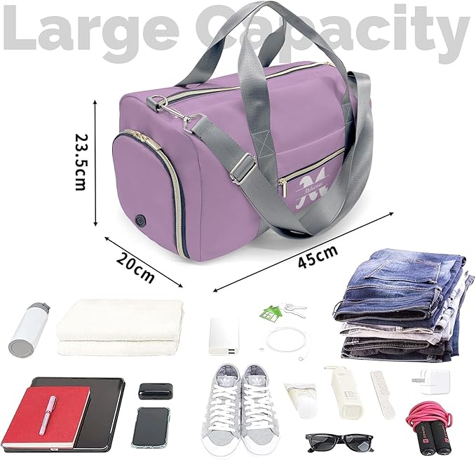 Personalized Tactical Gym Bag For Men，Custom Travel Duffel Bag with Name，Sports Workout Travel Bag with Shoes Compartment-Purple letters