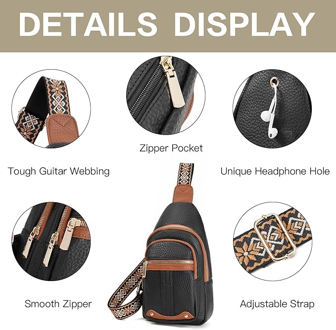 GAEKEAO Sling Bag for Women Crossbody Bags Fanny Pack Vegan Leather Chest Bag Travel Shoulder Belt Purse Backpack Gifts