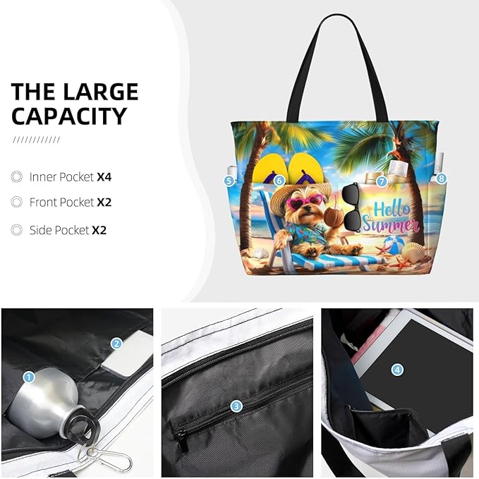 Extra Large Beach Bags For Women, Waterproof Beach Totes Bags For Women, Lightweight Foldable Pool Bag With Zipper
