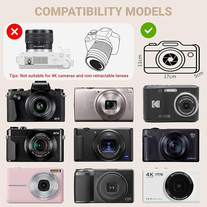 Digital Camera Case, Protective & Lightweight Camera Case with 3 Carrying Ways, Waterproof & Shockproof Small Camera Bag for PowerShot/Sony DSCW800/DSCW830 - Beige