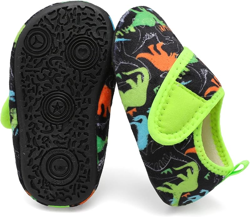 XIHALOOK Toddler Boys Girls House Slippers with Microfleece Lining Cozy Household Shoes Non-slip for Kids