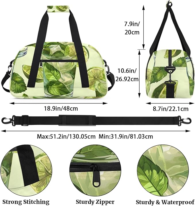 Iced Lime Kids-Duffel-Bags Gymnastics Dance Bag Carry-On Overnight Travel Gym Lightweight Dance Sports Bags For Girls Boys Kids，