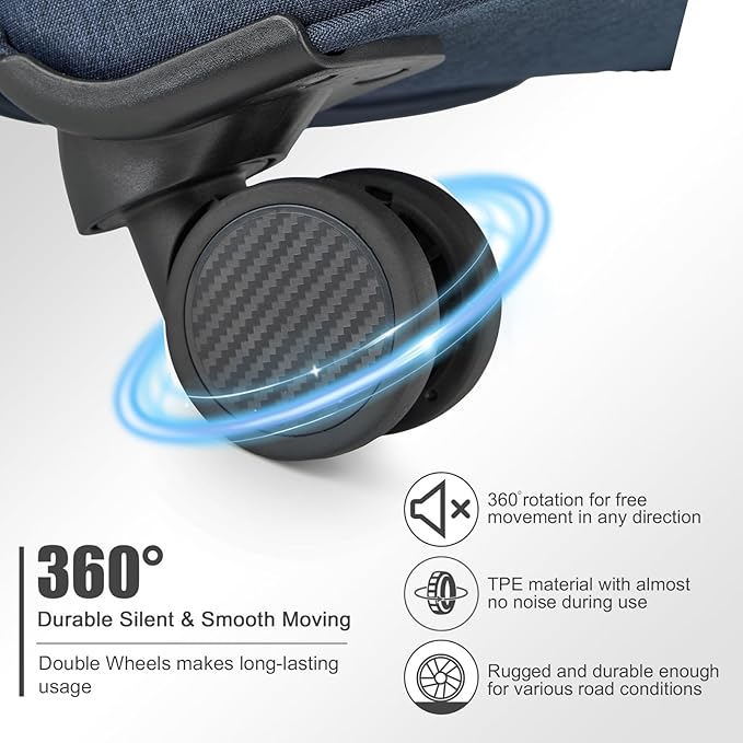 Kono 20 Inch Soft-Sided Carry-On Luggage Airline Approved 20" Spinner Wheels Lightweight Waterproof Suitcase with TSA Lock for Business Travel (Small, Navy Blue)