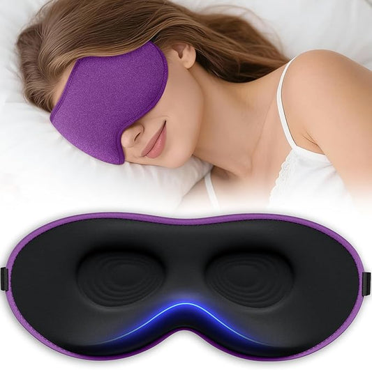Sleep Mask for Women Men - Eye Masks for Side Sleepers, 3D Contoured Night Blindfold 100% Blockout Pressure-Free, Soft Lightweight Breathable Eye Cover Shade Sleeping for Airplane, Travel, Nap
