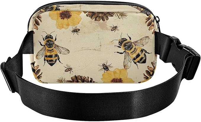 Bees and Pine Cones Fanny Pack for Women Men Water Resistant Fashion Waist Packs with Adjustable Strap Belt Bag for Travel Workout Jogging Hiking 21219205