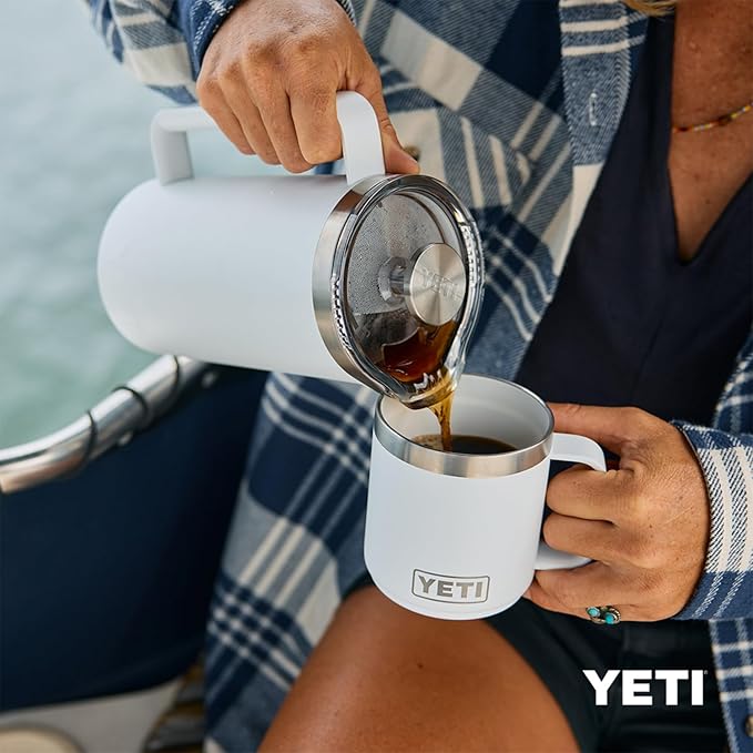 YETI Rambler 10 oz Ceramic Lined Stackable Mug, Vacuum Insulated, Stainless Steel with MagSlider Lid, Rescue Red