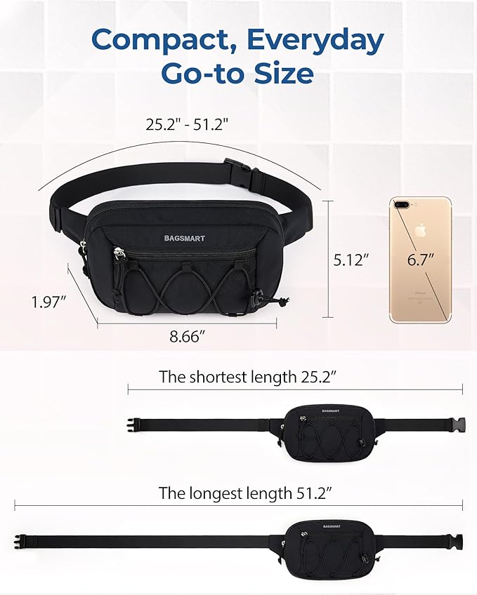 BAGSMART Fanny Packs for Women Small Belt Bag with Adjustable Strap Waist Pack for Running Workout Traveling Hiking, Light Pink