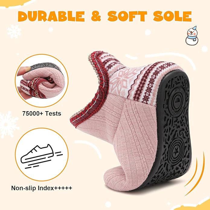 LeIsfIt Toddler Slippers Boys Girls Cozy Warm House Shoes Kids Non-slip Winter Slipper Booties Slip on Plush Lining Sock Slippers