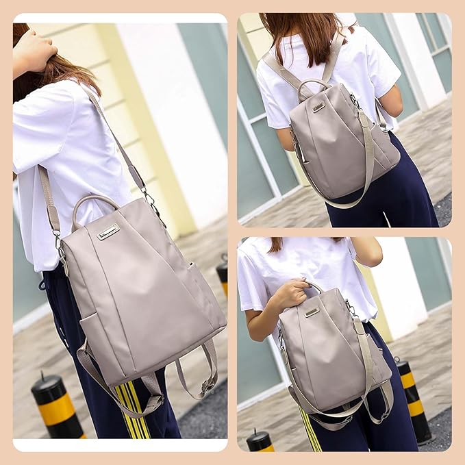 Women Backpacks Anti-Theft Ladies Backpack Purse, Women's Fashion Backpack Shoulder Bag with Replaceable Strap (Casual, Khaki)