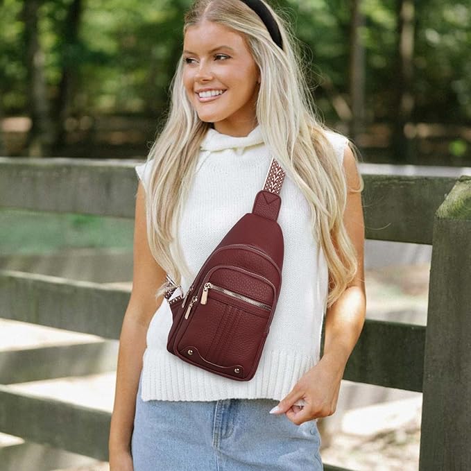 GAEKEAO Sling Bag for Women Crossbody Bags Fanny Pack Vegan Leather Chest Bag Travel Shoulder Belt Purse Backpack Gifts