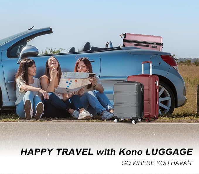 Kono 20" Carry on Luggage with Spinner Wheel TSA Lock, Lightweight PC+ABS Hardside Luggage Durable Small Carry on Suitcase Grey