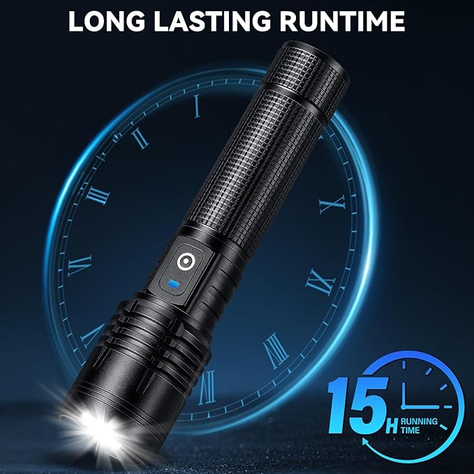 Flashlight Rechargeable LED High Lumens, 99,000 Lumens Super Bright Flash Lights with 5 Modes, Adjustable，Waterproof Powerful Linterna for Home, Camping(2 Pack)