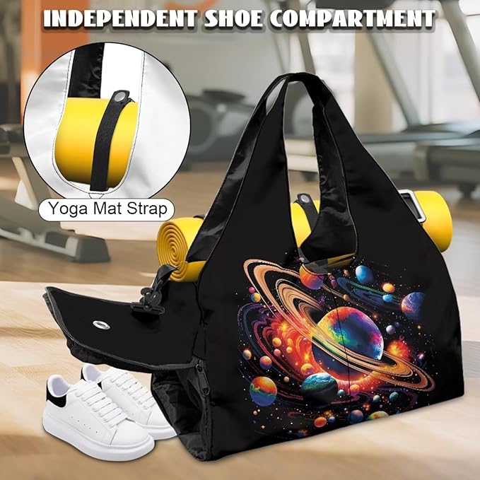 Mens Gym Bags with Yoga Mat Holder Strap, Gym Duffle Bag with Shoes Compartment, Wet Pocket, Gym Backpack Carring Workout Stuff Accessories
