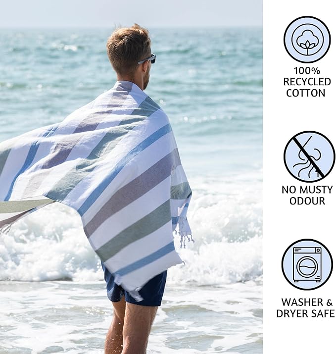 Folkulture Turkish Beach Towel for Adults with Tote Bag 40" x 72" Bath Towels, Beach Blanket or Oversized Sand Free Beach Towels, 100% Cotton Quick Dry, Lightweight and Large, (Carnival)