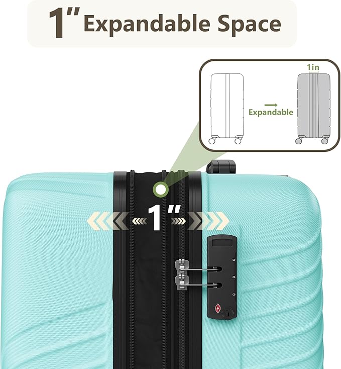 20 Inch Carry On Luggage, ABS Hardside Suitcase with Spinner Wheels, Airline-Approved Cabin Luggage with TSA Security Lock, Expandable Travel Suitcase for Flights, Business Trips & Weekend Vacations
