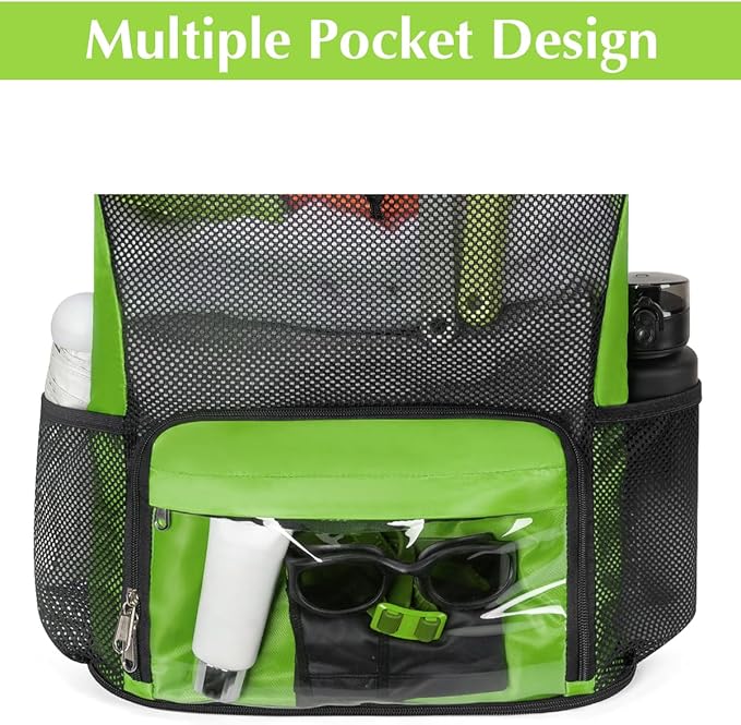 Drawstring Backpack Sandproof Beach Backpack with Shoe Compartment & Wet Pocket Waterproof Mesh Swim Bag Pool Bag for Gym, Travel and Workout Gear (Mint Green)