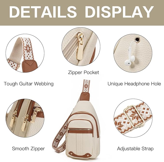 GAEKEAO Sling Bag for Women Crossbody Bags Fanny Pack Vegan Leather Chest Bag Travel Shoulder Belt Purse Backpack Gifts