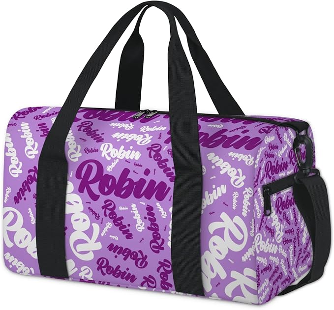 Custom-Dance-Gymnastics-Bag for Girls Personalized Kids Duffle Bag Cheerleader Team Bag for Travel Gym Sport Purple Text