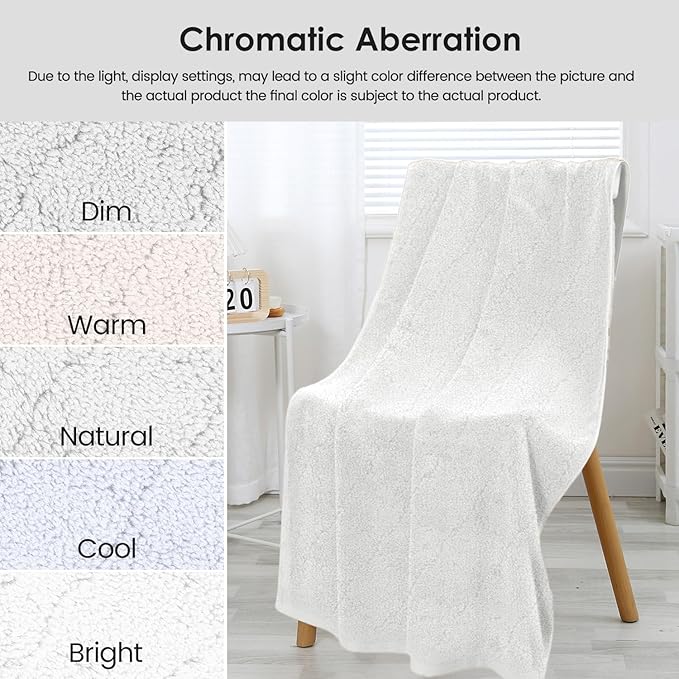 JML Microfiber Bath Towels Set of 2, 30 in x 60 in, Oversized, Ultra Soft, Super Absorbent, Fast Drying, No Fading Large Bathroom Towel Set for Sport, Travel, Fitness, SPA,Yoga (Coral Fleece - White)