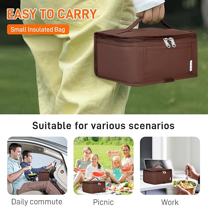 NOL Natural Organic Lifestyle Small Lunch Bag Mini Lunch Box Insulated Lunch Bag for Men/Women Leakproof Cooler Tote Bag Lightweight Nylon Waterproof Lunch Box For Work, Coffee