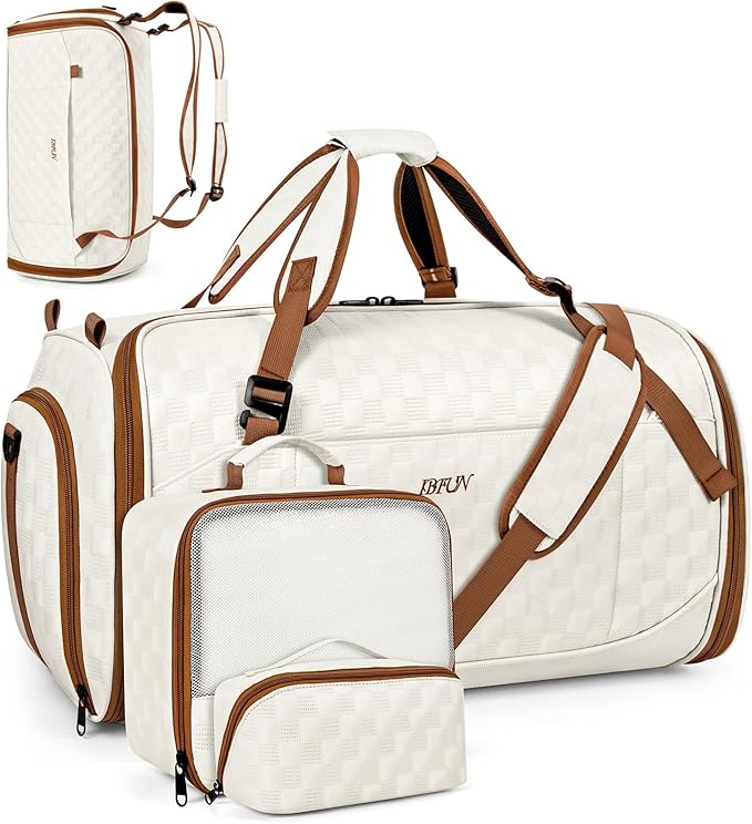 Convertible Garment Bags for Travel - Carry on Garment Duffle Bag with Backpack Straps for Men Women, 4 in 1 Large Travel Duffel Bags with Shoes Compartment Hanging Suit Dress Weekender Bag 3pcs Set