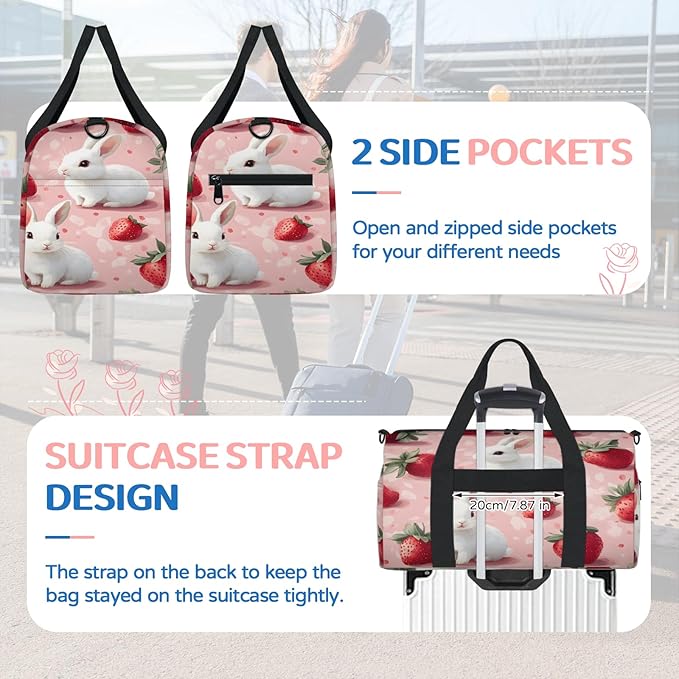 Fun Easter Rabbits Travel Duffle Bag for Women Men, Overnight Weekender Bag, Carry on Tote for Sport Gym