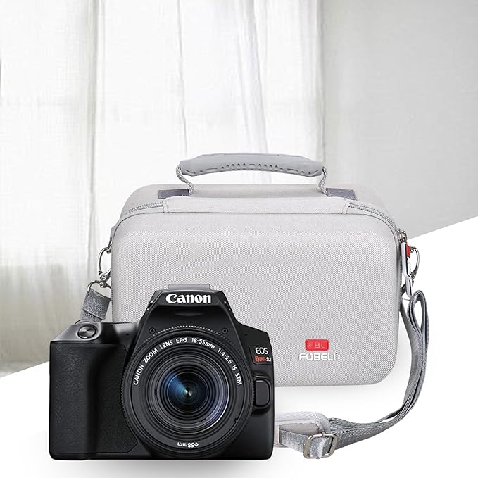 FBLFOBELI EVA Travel Storage Case for Canon EOS Rebel T7 / T8i / T5 / R50 / R100 DSLR Camera with 18-55mm Lens, Camera Protective Waterproof Carrying Bag (Case Only) (Gray)