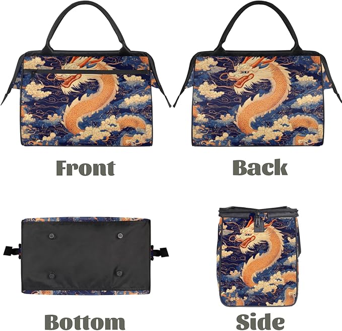 Dragon Japanese Style Overnight Weekender Bag for Women Men Travel Duffel Bags Waterproof Luggage Carry on Sports Yoga Gym Bag