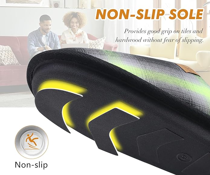 COFACE Mens Cozy Memory Foam Scuff Slippers Casual Slip On Warm House Shoes Indoor/Outdoor Sandal Slippers With Arch Support Rubber Sole Size 7-15