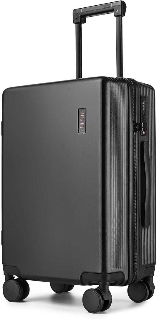 Carry on Luggage 22x14x9 Airline Approved, 20 Inch Carry-on Suitcase, Hard Shell Luggage with Spinner Wheels, Hardside Small Rolling Suitcase with TSA Lock for Travel (Black, 20 Inch)