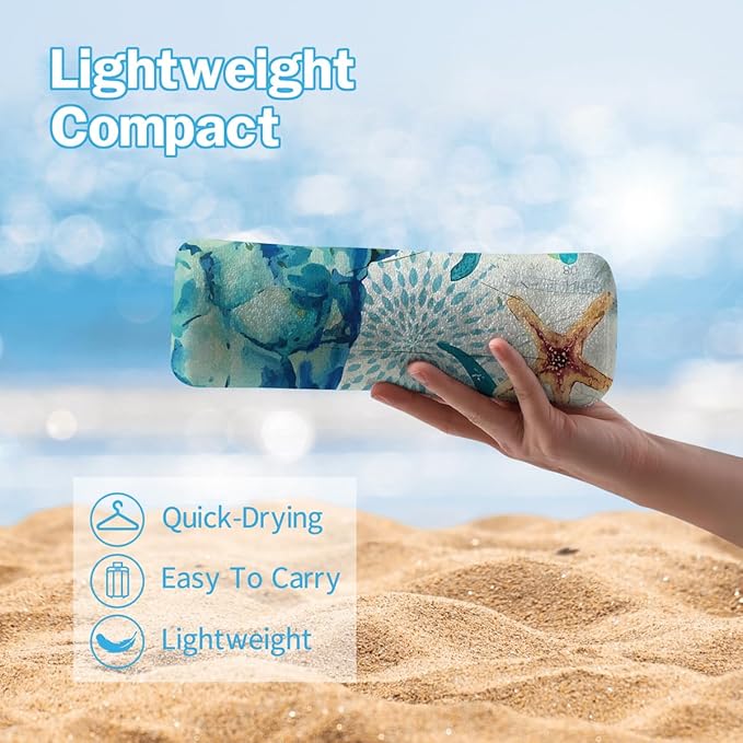 Turtle Beach Towel - 35x70 Inch Fast Dry Microfiber Towel, Lightweight & Versatile for Beach, Pool, Yoga, Travel, Ideal as Beach Blanket & Vacation Essential