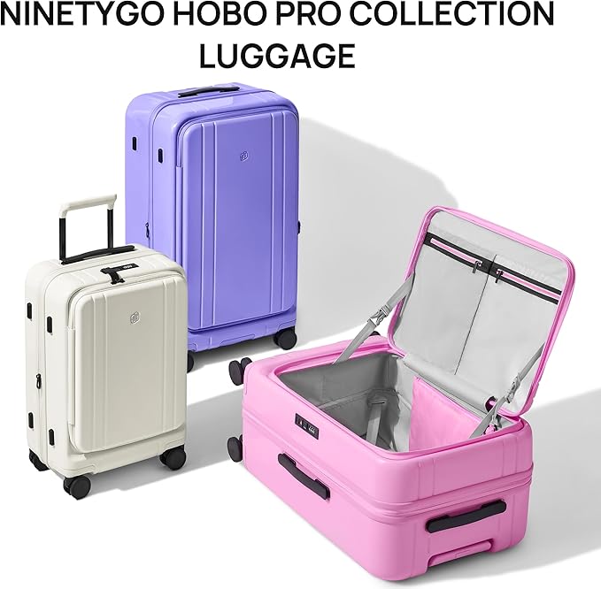 NINETYGO Medium Checked Luggage 24 Inch, Top Opening Luggage Checking In Luggage, Expandable, PC Hard Shell, Larger Capacity Checked, TSA Lock, 360° Spinner Wheels (Pink)