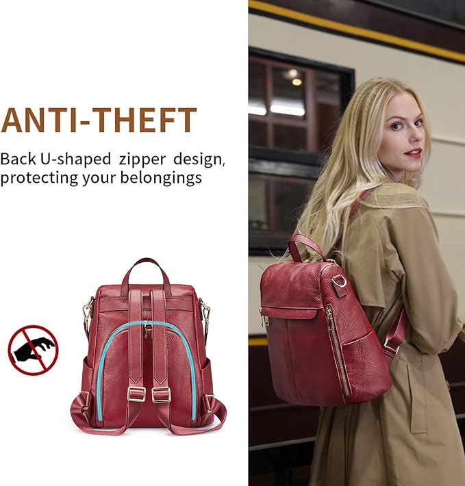 Kattee Women's Anti-Theft Backpack Purse Genuine Leather Shoulder Bag Fashion Ladies Satchel Bags